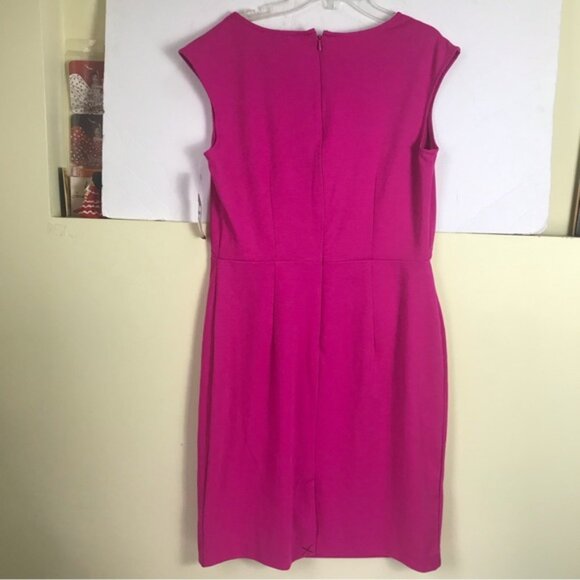 Merona Target NEW Hot Pink Midi Dress Ponti Sleeveless Sheath Stretch Fitted Zip - Picture 2 of 15